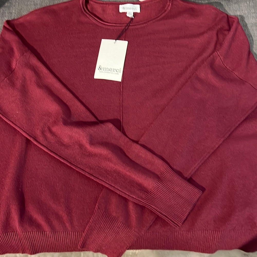 NWT drop sleeve lightweight sweater rich burgundy color